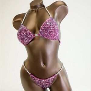 Rhinestone Embellished Pink Bikini Set
